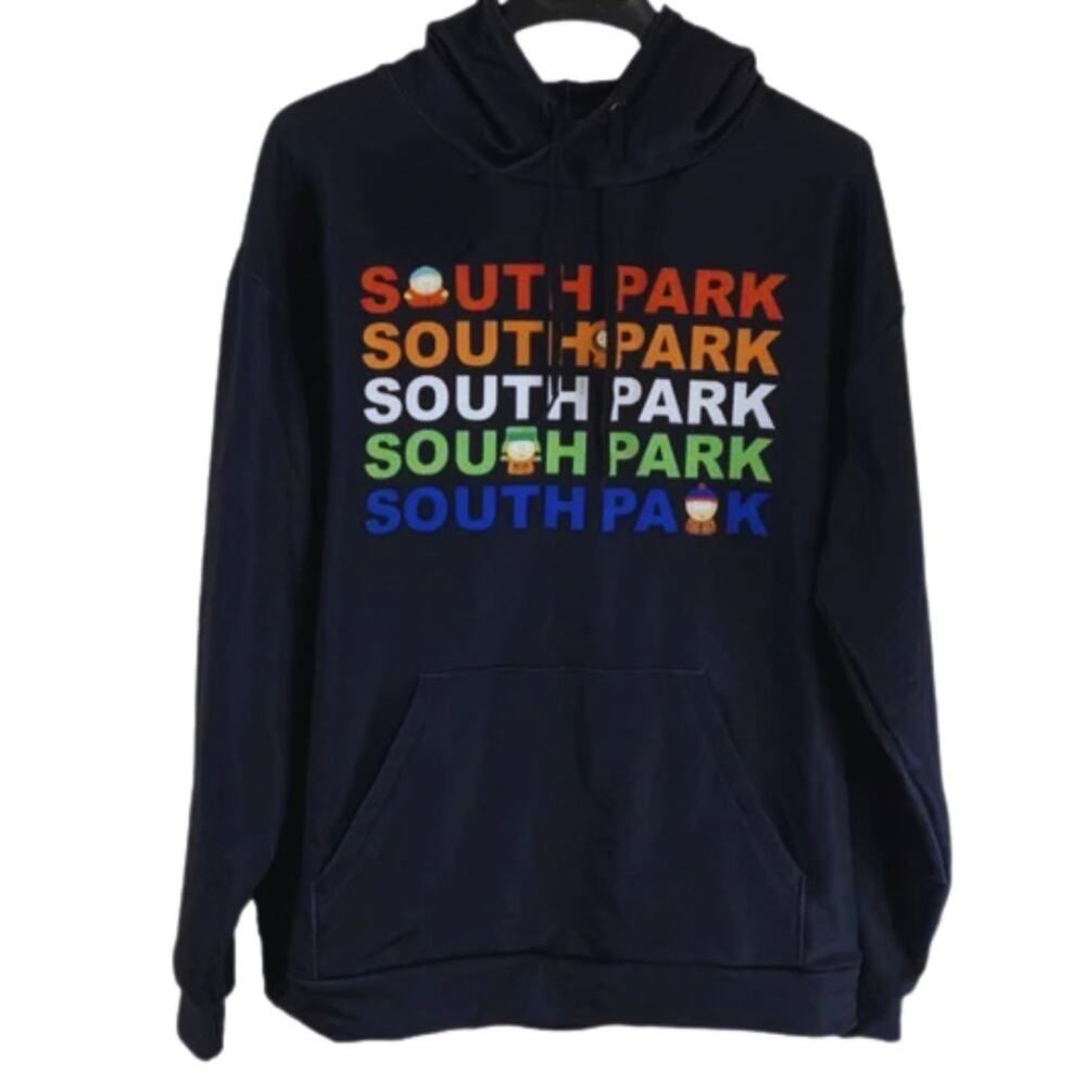 SOUTH PARK Black Hooded Sweatshirt Stan Kyle Eric Kenny Butters Size Medium